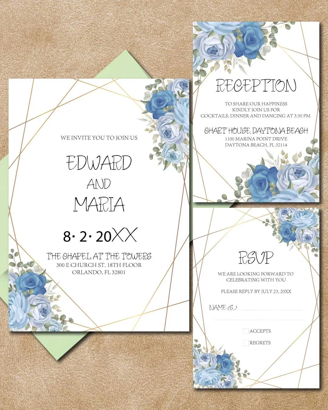 Winter Geometric Arrangement Simple Flat 5x7 Wedding Invitation