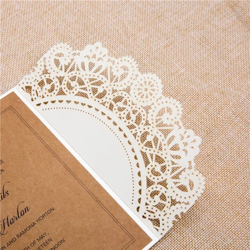 CL-WRAP-66 NMM White Leaves and Vines Laser Cut Wedding Invitation