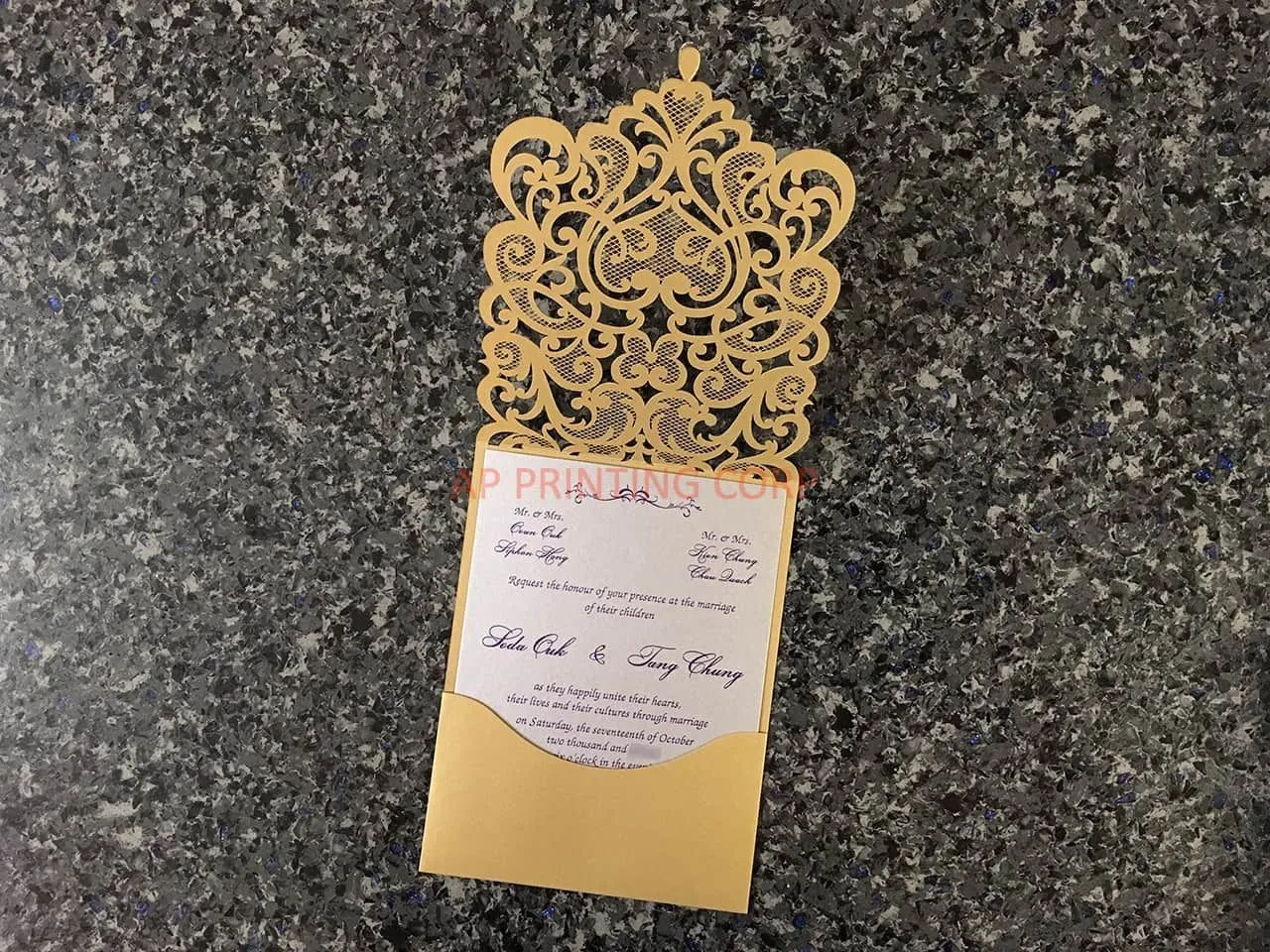 CL-WRAP-66 MPM White Table Setting Lace Laser Cut Wedding Invitation