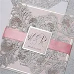 CL-WRAP-66 MPM White Table Setting Lace Laser Cut Wedding Invitation