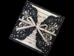 Champagne Glittery Laser Cut Pocket Wedding Invitation