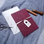 Ivory Floral Laser Cut Wrap Wedding Invitation