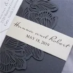 White Laser Cut Wrap with Ribbon Wedding Invitation