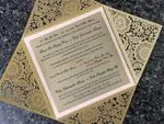 Blush Semicircle Floral Laser Cut Wedding Invitation