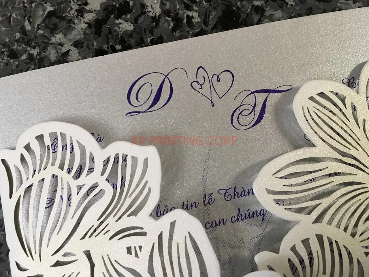 CL-BF-57 M-M Bronze Tree of Love Laser Cut Wedding Invitation