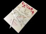 CL-WRAP-57 M-N White Flourish Wrap with Ribbon Laser Cut Wedding Invitation