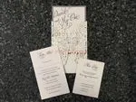CL-WRAP-66 N-M Ecru Hearts and Cog Circles Laser Cut Wedding Invitation