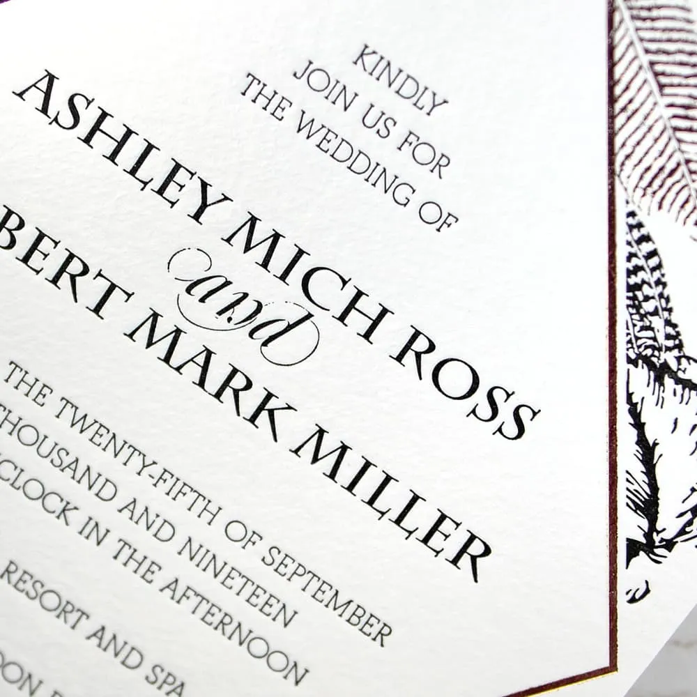 Copper Leaves Foil Fancy Luxury Wedding Invitation