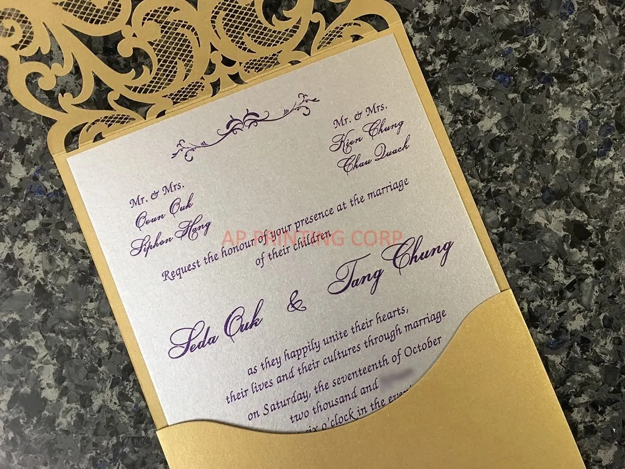 CL-WRAP-66 MPM White Table Setting Lace Laser Cut Wedding Invitation