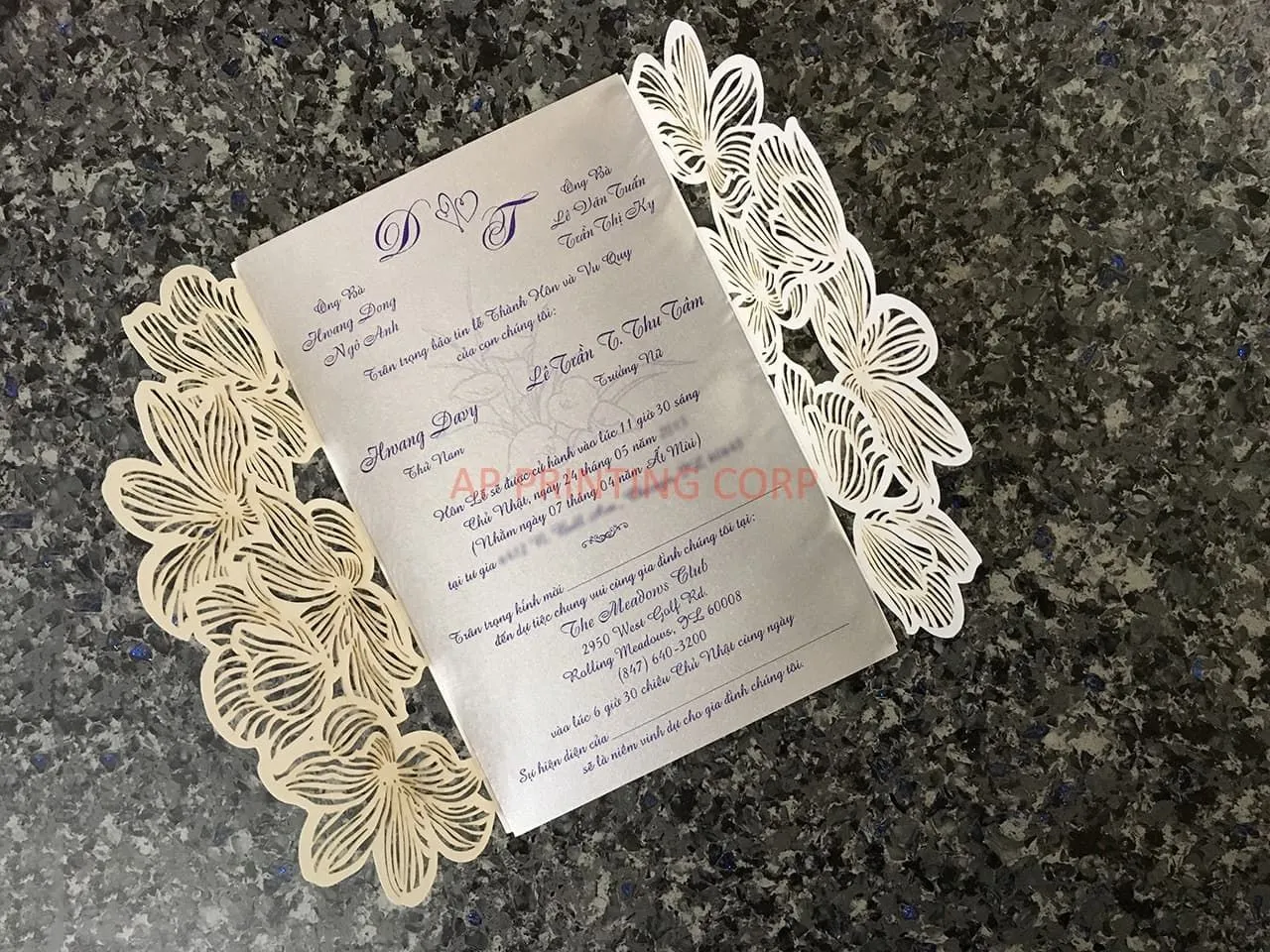 CL-BF-57 M-M Bronze Tree of Love Laser Cut Wedding Invitation