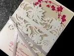 CL-WRAP-57 M-N White Flourish Wrap with Ribbon Laser Cut Wedding Invitation