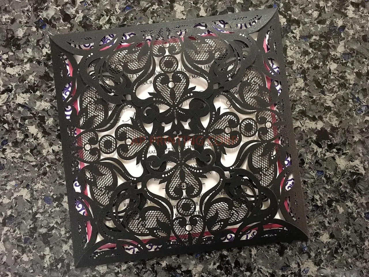 Elegant Lace Laser Cut Pocket Wedding Invitation