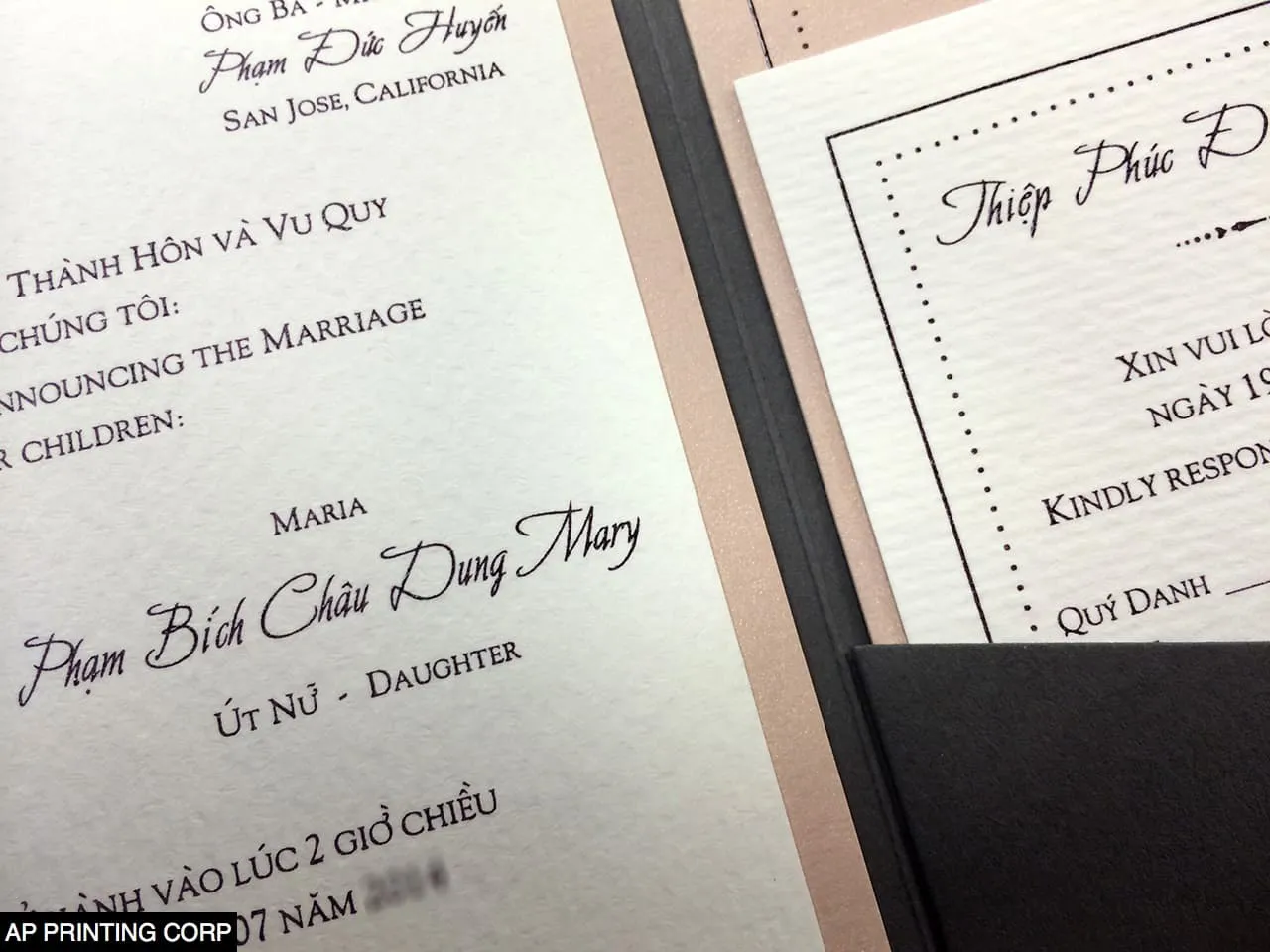 Dark Grey and Nude Vintage A7 Himalaya Pocket Wedding Invitation