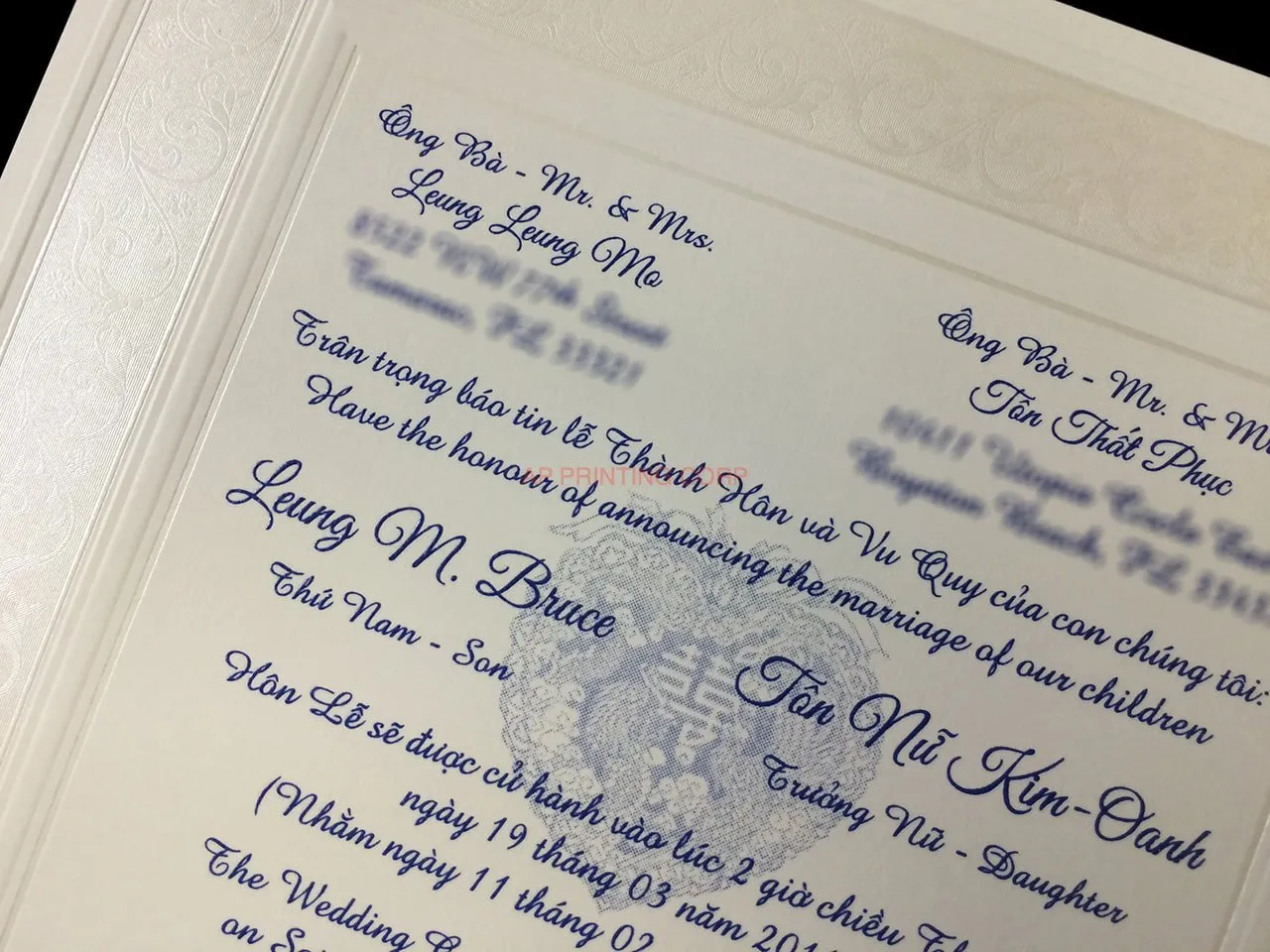 Fancy Pearl Border [CC-25] Vietnamese & English Wedding Invitation