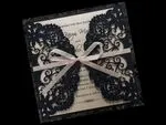 Champagne Glittery Laser Cut Pocket Wedding Invitation