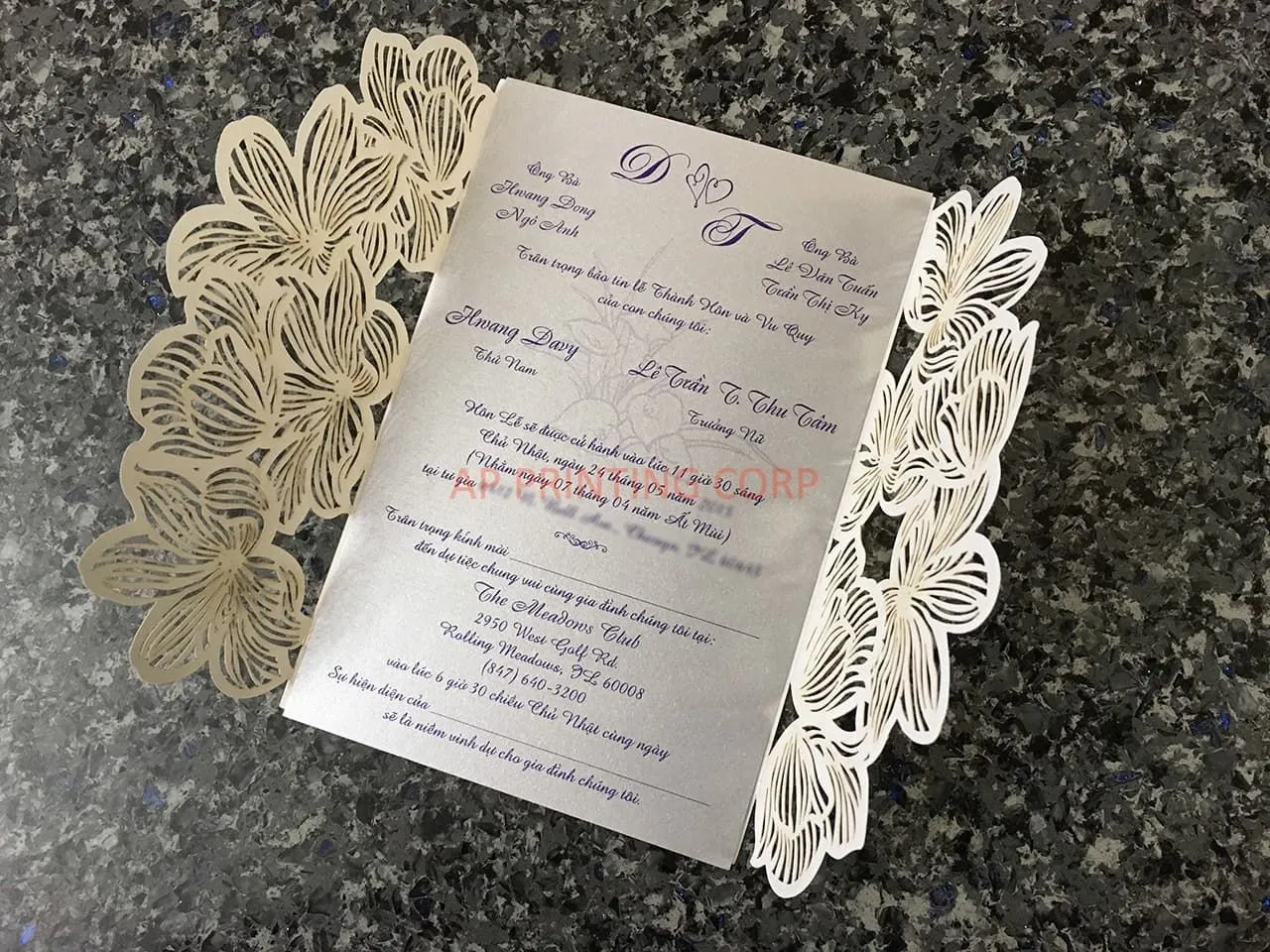 CL-BF-57 M-M Bronze Tree of Love Laser Cut Wedding Invitation