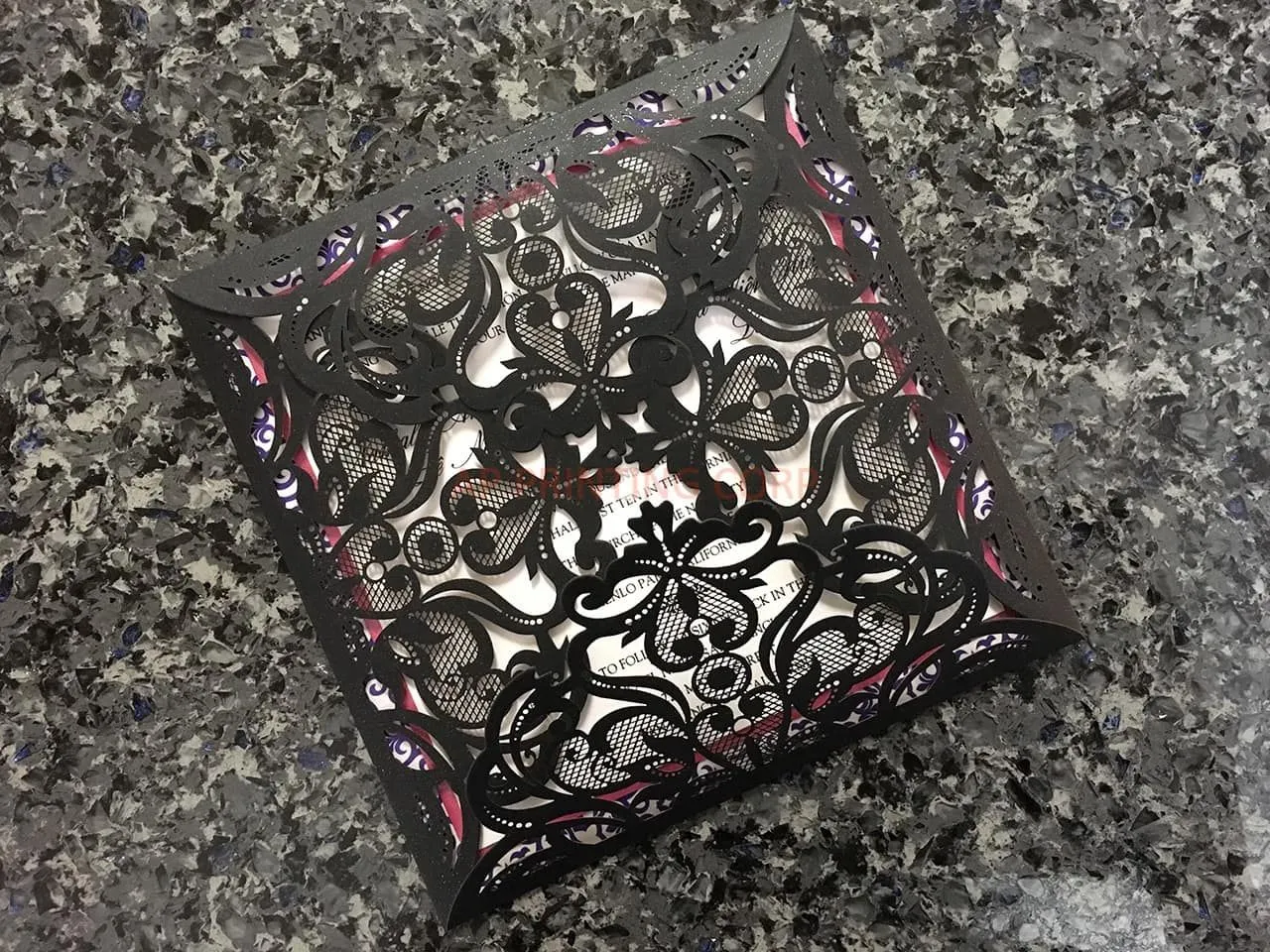 Elegant Lace Laser Cut Pocket Wedding Invitation