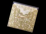 Exquisite Lace Vine Tri-Fold Laser Cut Pocket Wedding Invitation