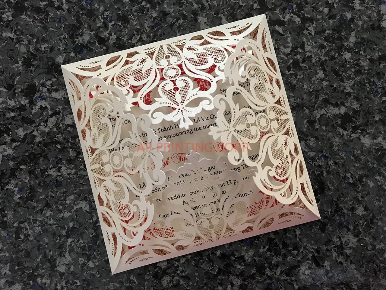 Bride and Groom under Tree Laser Cut Wedding Invitation