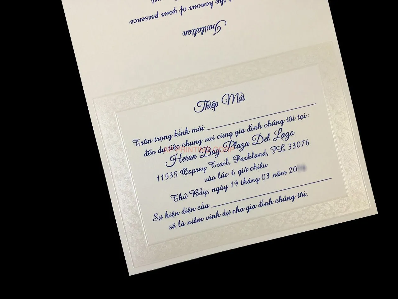 Fancy Pearl Border [CC-25] Vietnamese & English Wedding Invitation