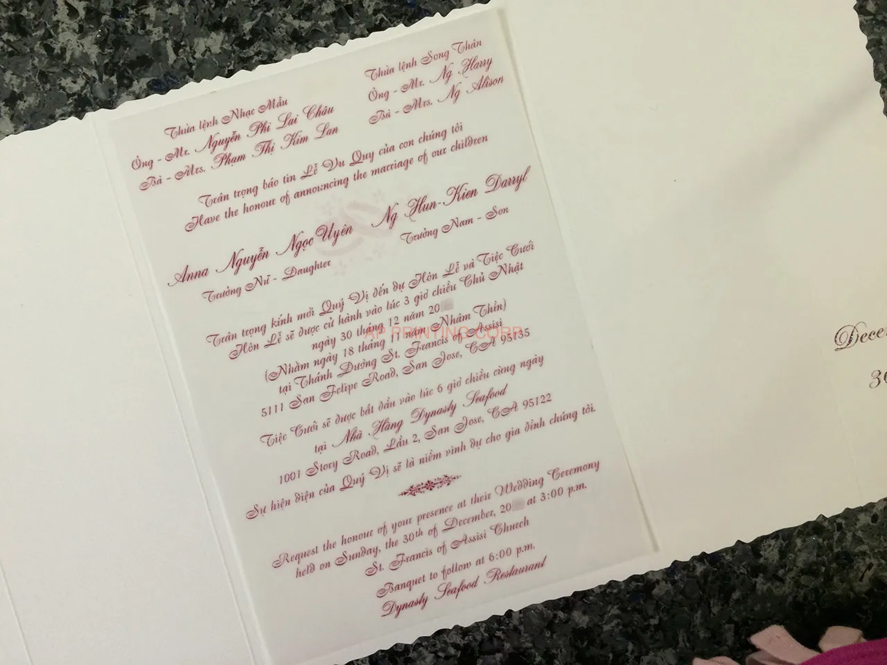 K8434 [I-10] Vietnamese & English Wedding Invitation