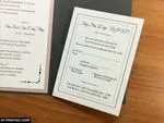 Dark Grey and Nude Vintage A7 Himalaya Pocket Wedding Invitation