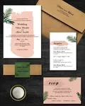 Tropical Stationery in Peach Simple Flat 5x7 Spanish & English Wedding Invitation
