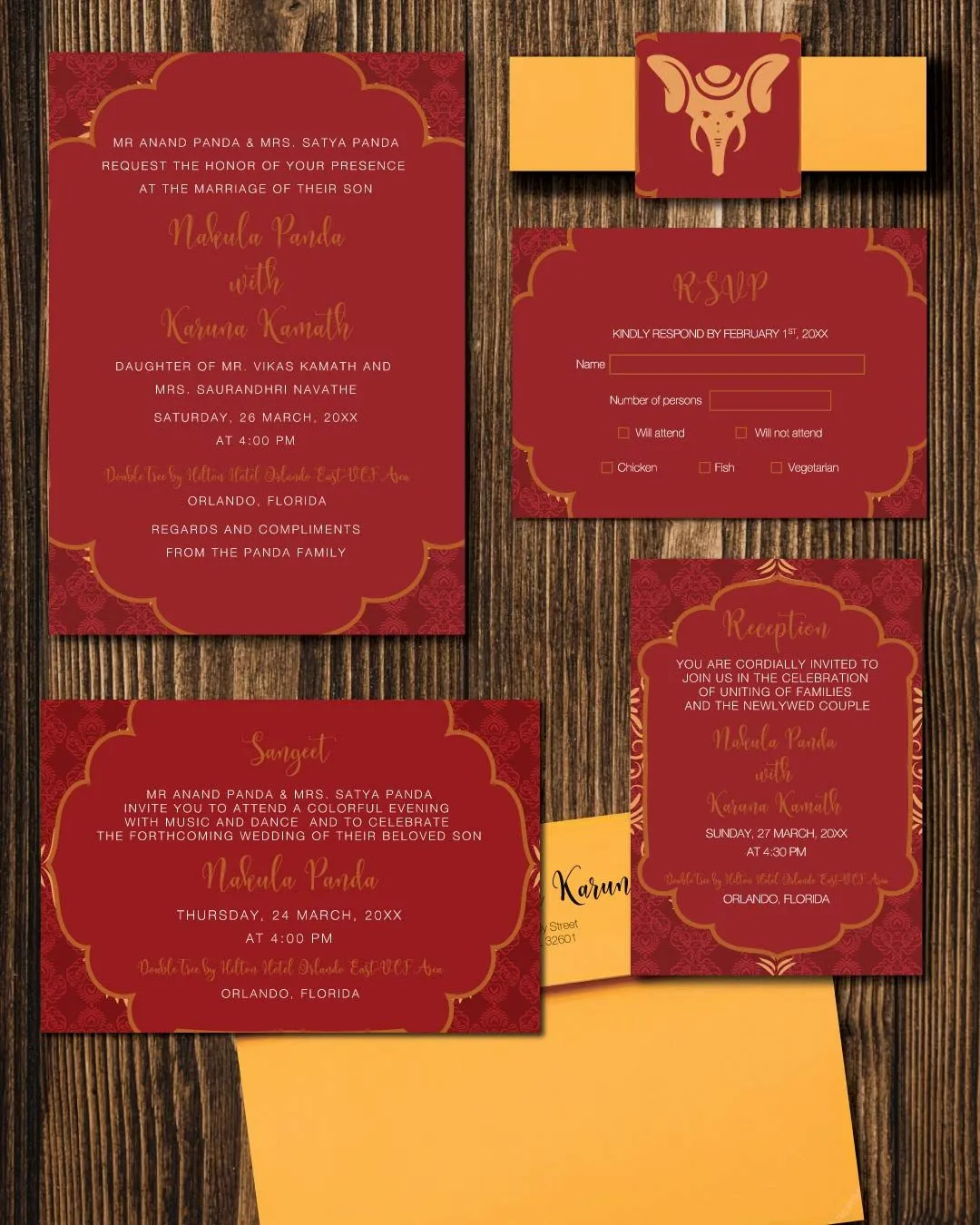 Intricate Red Floral Indian Wedding Invitation