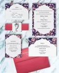 Vintage Floral on Blue Indian Wedding Invitation