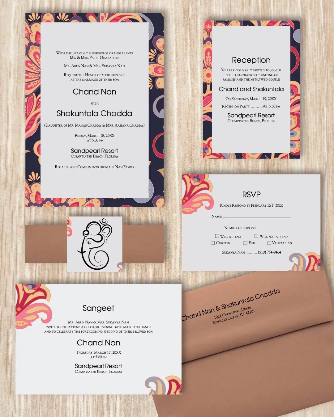 Lively Spring Flowers Indian Wedding Invitation