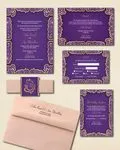 Round Purple and Gold Indian Wedding Invitation