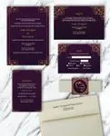 Geometric Golden Flowers Indian Wedding Invitation