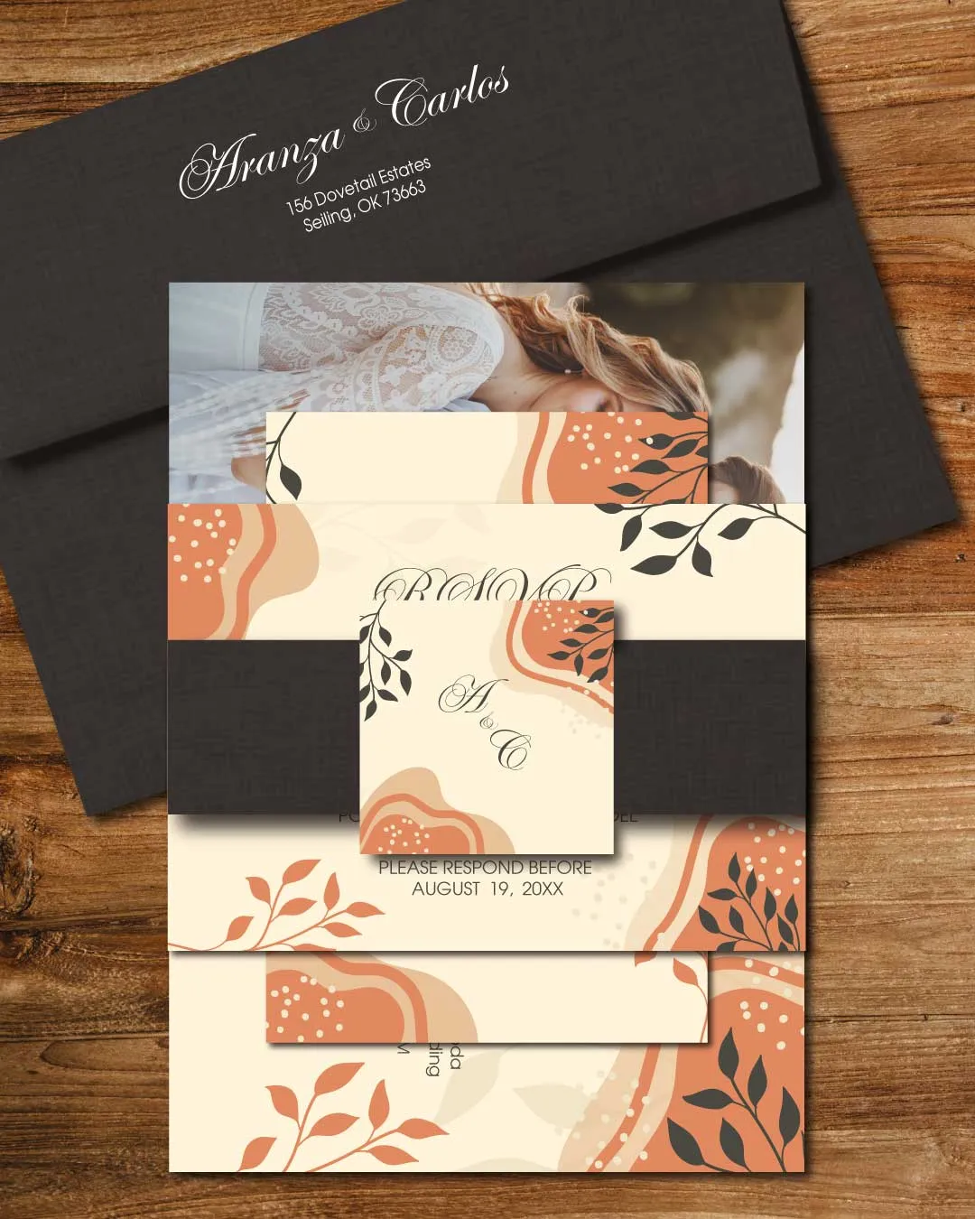 Cream Colored Boho Simple Flat 5x7 Spanish & English Wedding Invitation