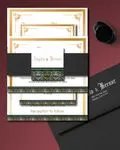 Gatsby Style In Gold Simple Flat 5x7 Spanish & English Wedding Invitation