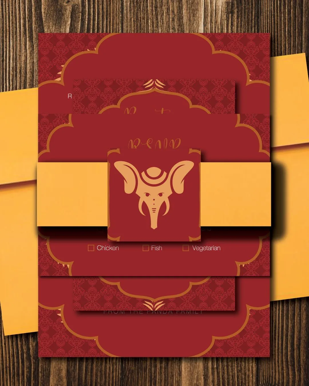 Intricate Red Floral Indian Wedding Invitation