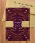 Purple Abstract Border Indian Wedding Invitation