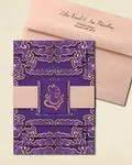 Round Purple and Gold Indian Wedding Invitation