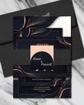 Golden Waves Simple Flat 5x7 Spanish & English Wedding Invitation