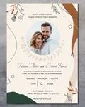 Design Boho Photo Simple Flat 5x7 Spanish & English Wedding Invitation