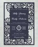 Laser Cut Blue Simple Flat 5x7 Spanish & English Wedding Invitation