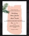 Tropical Stationery in Peach Simple Flat 5x7 Spanish & English Wedding Invitation