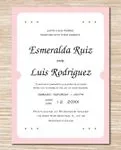 Minimalist Pink Border Simple Flat 5x7 Spanish & English Wedding Invitation