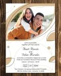 Beige Abstract Shapes Simple Flat 5x7 Spanish & English Wedding Invitation