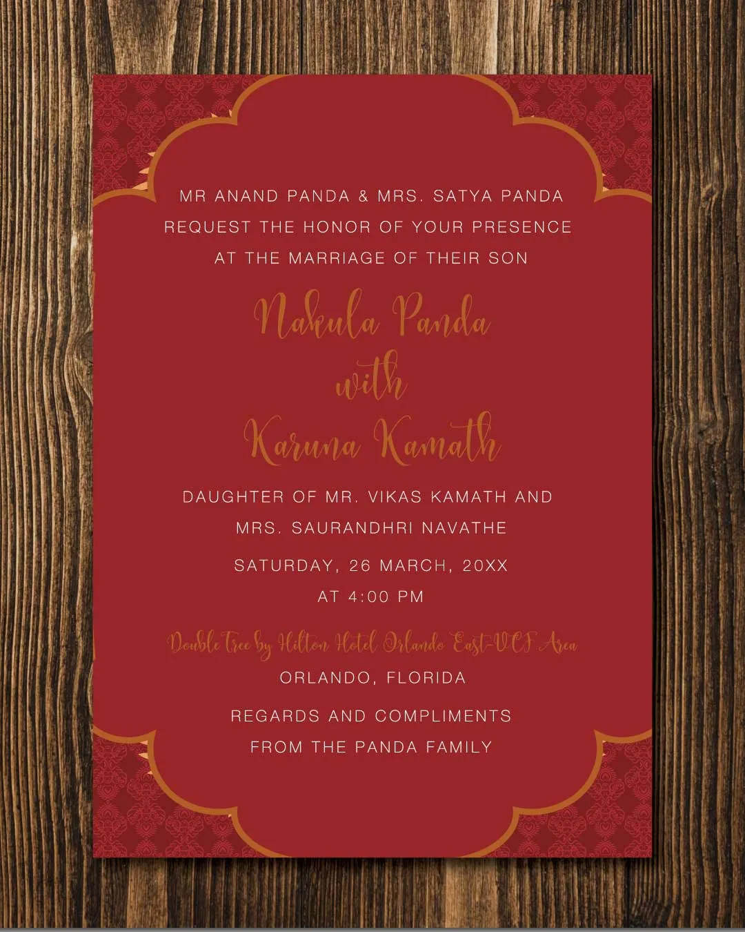 Intricate Red Floral Indian Wedding Invitation