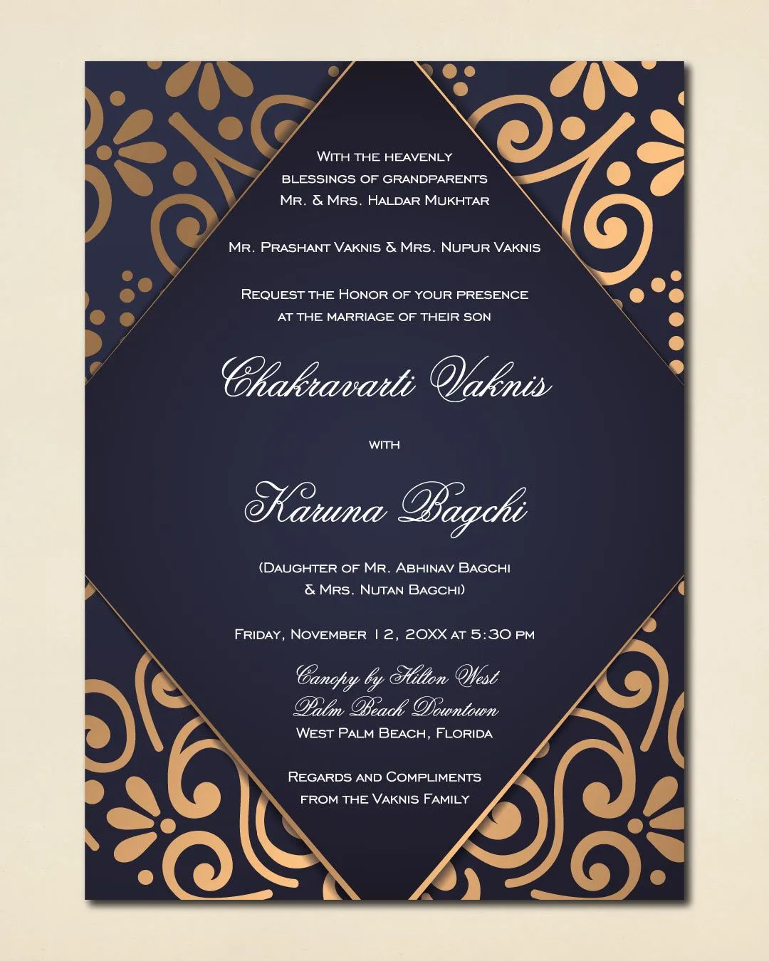 Diwali Flowers Decoration Indian Wedding Invitation