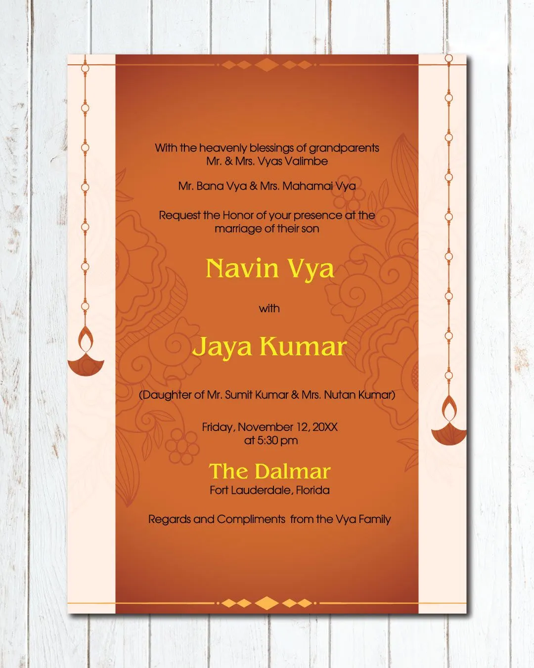 Diwali Decorative Greetin Indian Wedding Invitation