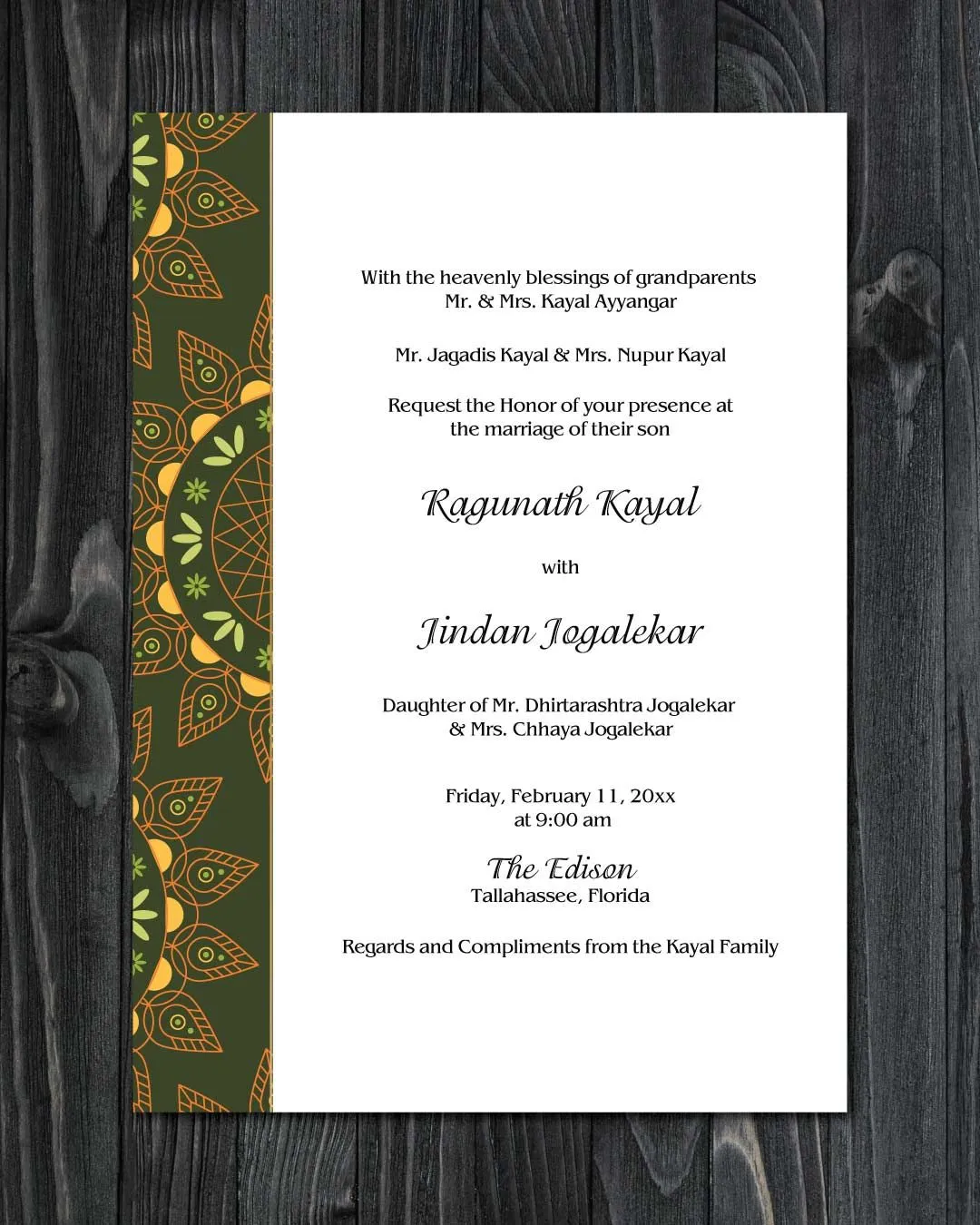 Spring Floral Mandala Indian Wedding Invitation