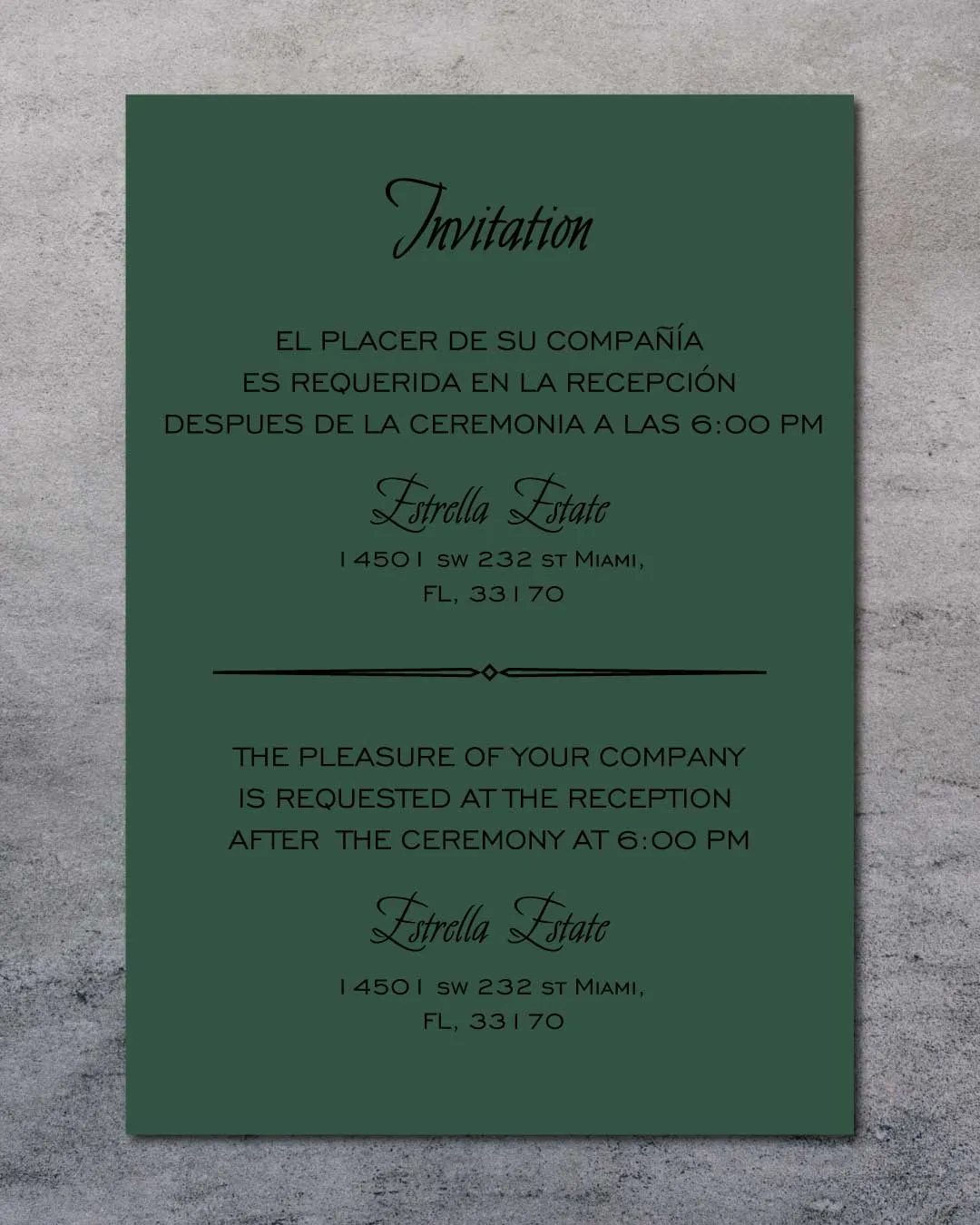 Design Boho Photo Simple Flat 5x7 Spanish & English Wedding Invitation