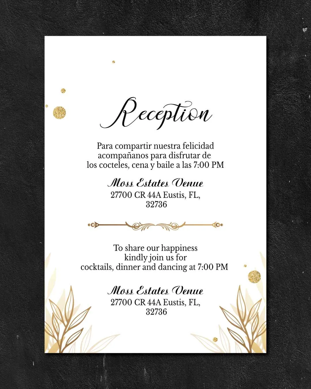 Luxury Gradient Photo Simple Flat 5x7 Spanish & English Wedding Invitation