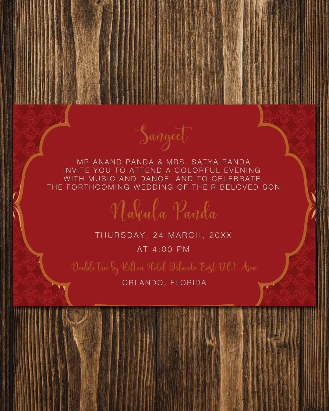 Intricate Red Floral Indian Wedding Invitation